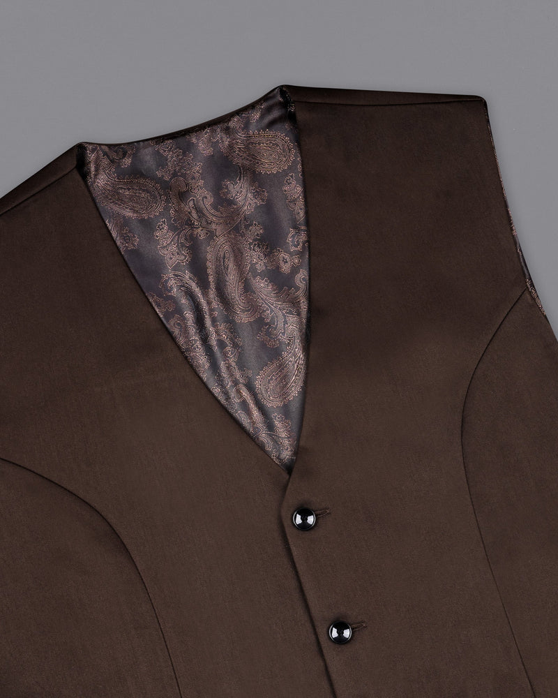 Bistre Solid Brown Single Breasted Suit