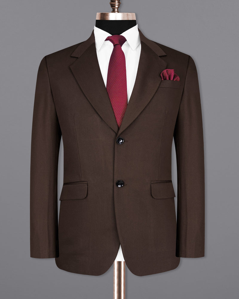 Bistre Solid Brown Single Breasted Suit