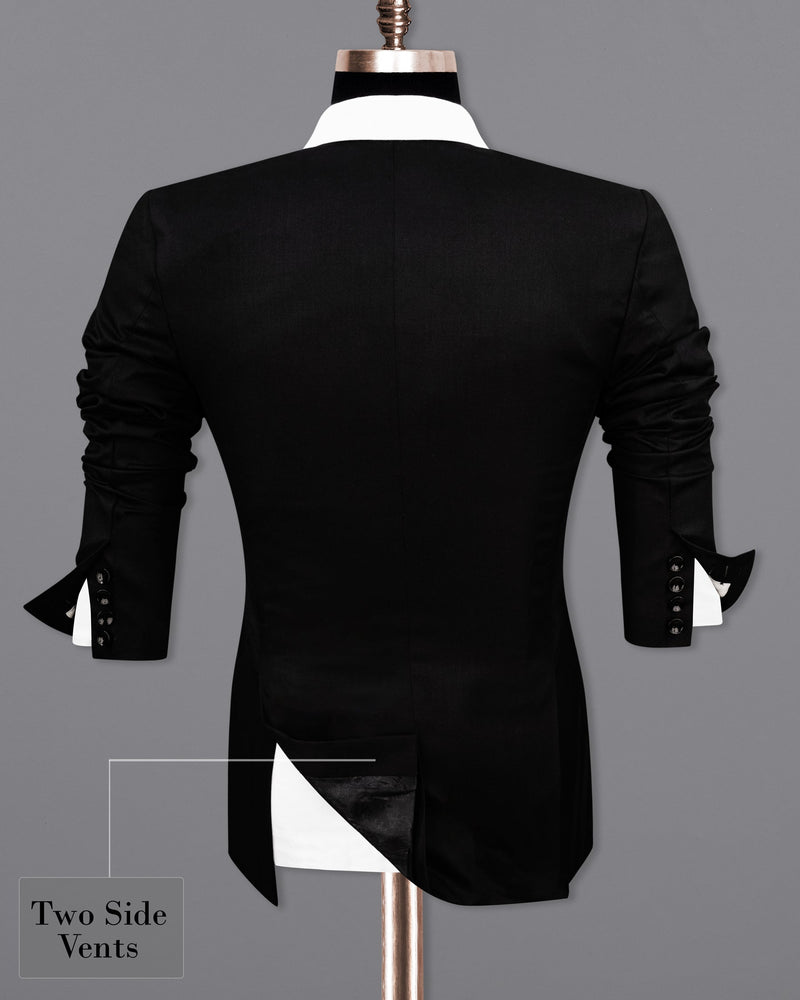 Bright White and Black Single Breasted Designer Block Suit