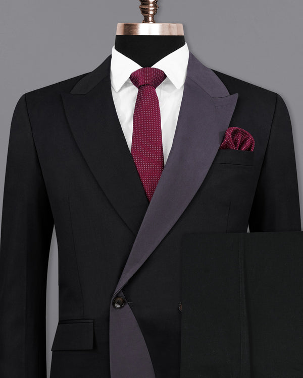 Jade Black with Dark Gray Stylish Lapel Designer Suit