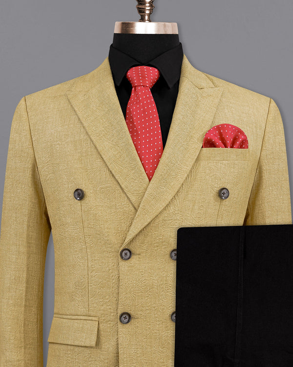 Tumbleweed Matt Gold Embossed Chintz Textured Double Breasted Suit