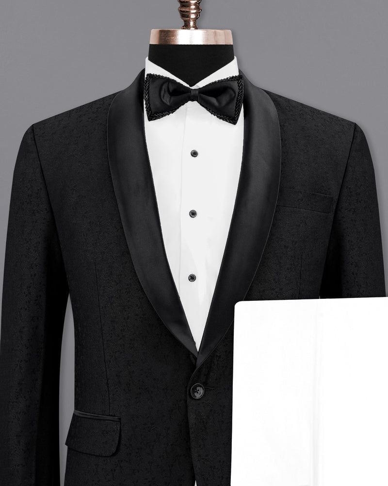 Jade Black Ditzy Textured Tuxedo Suit