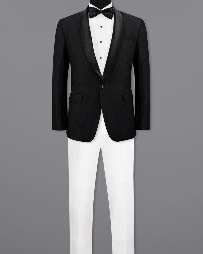 Jade Black Ditzy Textured Tuxedo Suit