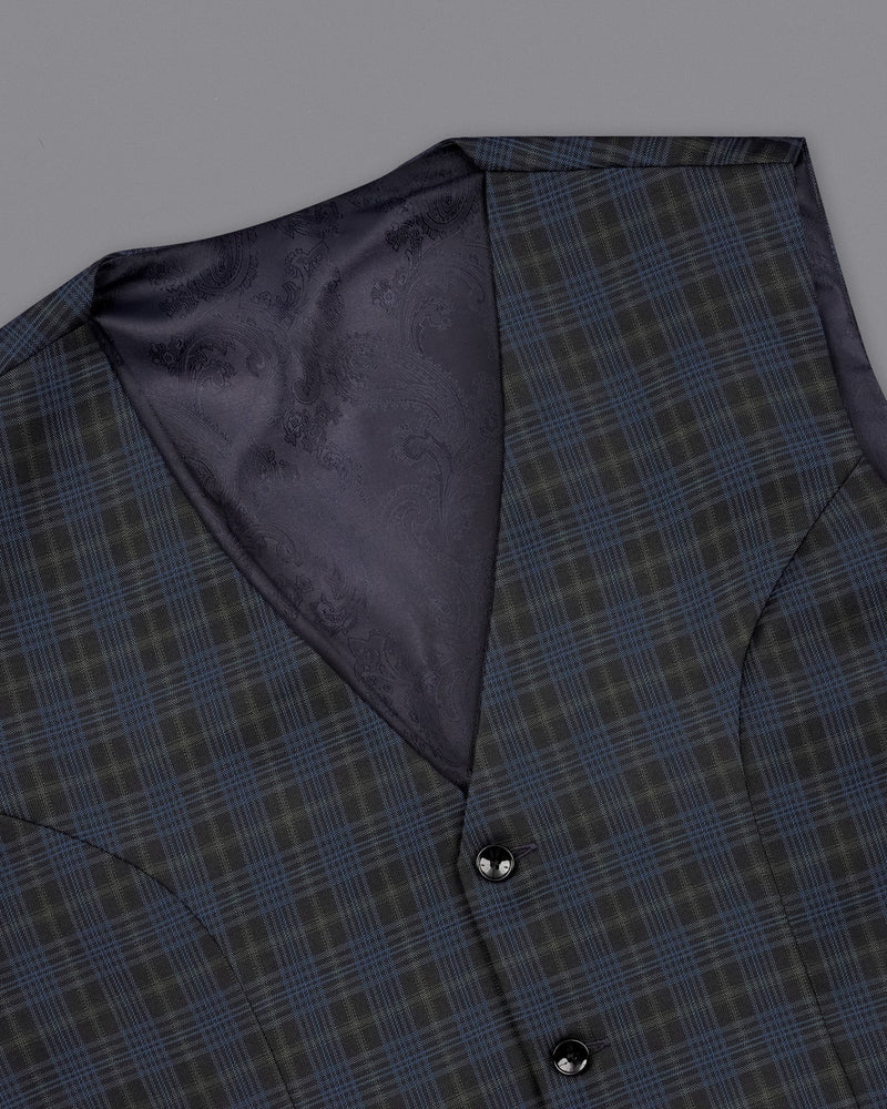 Fiord Navy Blue with Black Russian Plaid Double Breasted Sports Suit