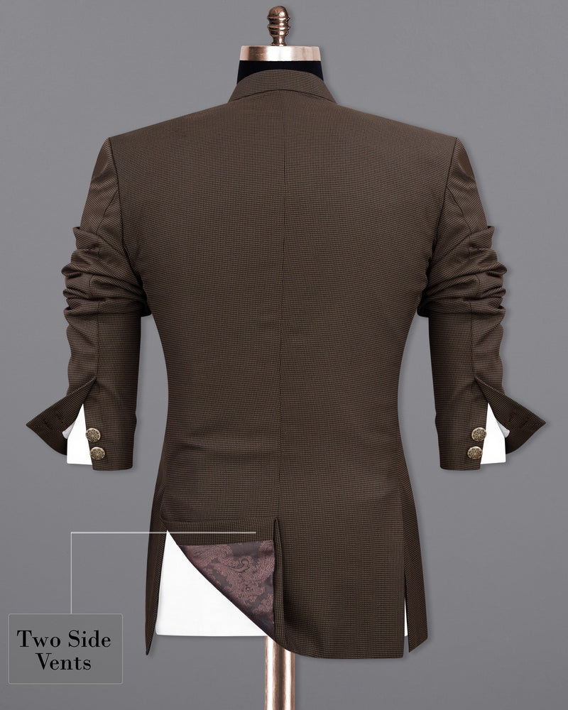 Eclipse Dark Brown Cross Buttoned Bandhgala Suit