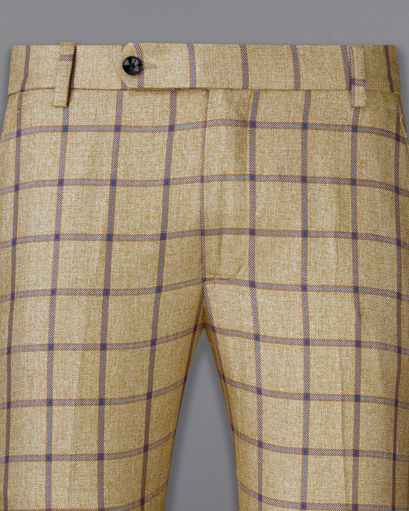 Mongoose Brown with Dianne Blue Windowpane Cross Buttoned Bandhgala Suit