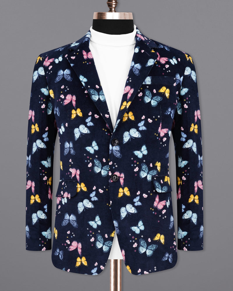 Cider Navy Blue Butterfly Printed Premium Cotton Designer Suit ST2156-SB-36, ST2156-SB-38, ST2156-SB-40, ST2156-SB-42, ST2156-SB-44, ST2156-SB-46, ST2156-SB-48, ST2156-SB-50, ST2156-SB-52, ST2156-SB-54, ST2156-SB-56, ST2156-SB-58, ST2156-SB-60
