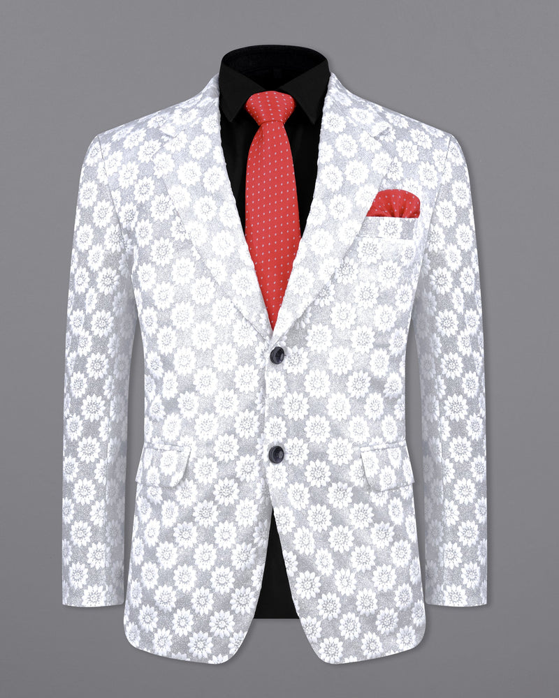 Heather Silver with White Floral Embroidered Single Breasted Designer Suit ST2160-SB-36, ST2160-SB-38, ST2160-SB-40, ST2160-SB-42, ST2160-SB-44, ST2160-SB-46, ST2160-SB-48, ST2160-SB-50, ST2160-SB-52, ST2160-SB-54, ST2160-SB-56, ST2160-SB-58, ST2160-SB-60