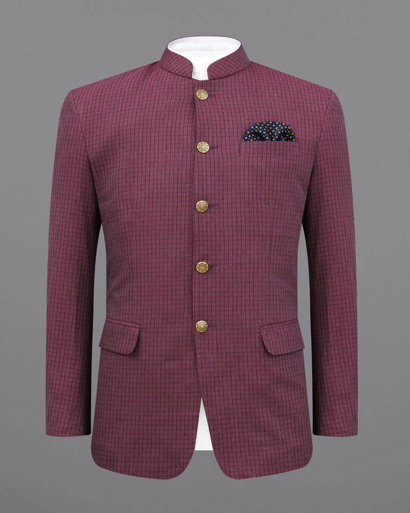 Tuscan Pink Gingham Premium Cotton Bandhgala Designer Suit ST2185-BG-36, ST2185-BG-38, ST2185-BG-40, ST2185-BG-42, ST2185-BG-44, ST2185-BG-46, ST2185-BG-48, ST2185-BG-50, ST2185-BG-52, ST2185-BG-54, ST2185-BG-56, ST2185-BG-58, ST2185-BG-60