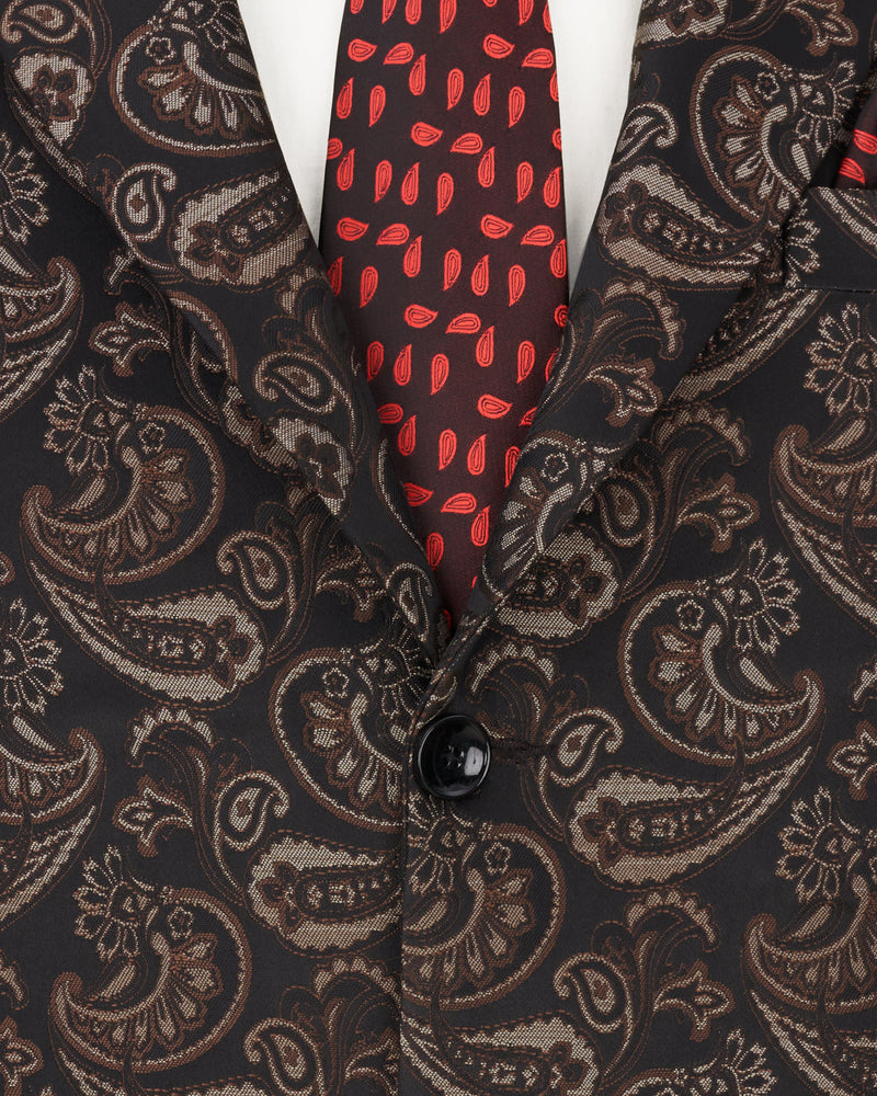 Stonewall Brown with Zeus Black Paisley Textured Single Breasted Designer Suit ST2204-SB-36, ST2204-SB-38, ST2204-SB-40, ST2204-SB-42, ST2204-SB-44, ST2204-SB-46, ST2204-SB-48, ST2204-SB-50, ST2204-SB-52, ST2204-SB-54, ST2204-SB-56, ST2204-SB-58, ST2204-SB-60   