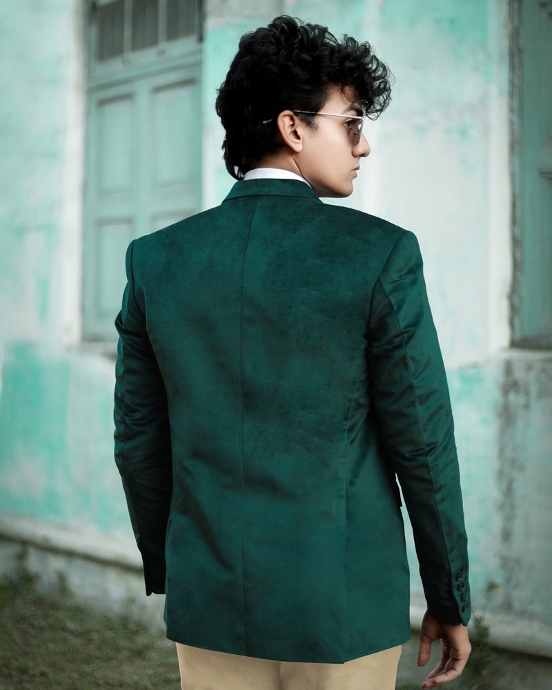 Burnham Dark Green Velvet Double-Breasted Designer Suit