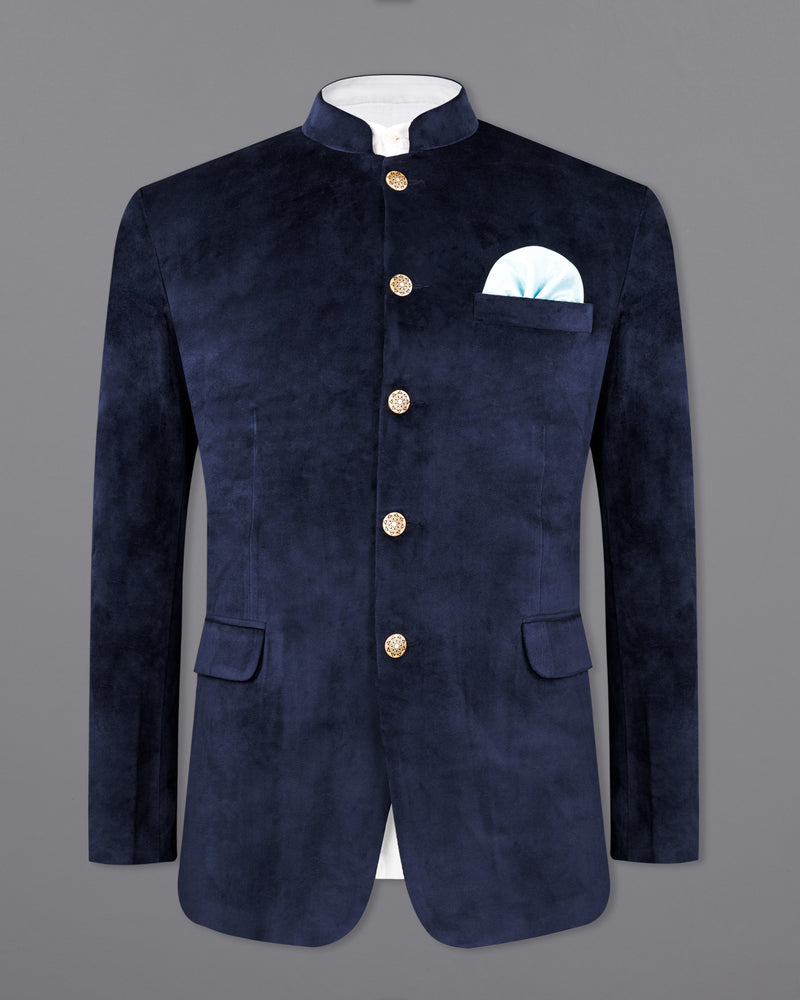 Firefly Blue Bandhgala Velvet Designer Suit ST2228-BG-36, ST2228-BG-38, ST2228-BG-40, ST2228-BG-42, ST2228-BG-44, ST2228-BG-46, ST2228-BG-48, ST2228-BG-50, ST2228-BG-52, ST2228-BG-54, ST2228-BG-56, ST2228-BG-58, ST2228-BG-60