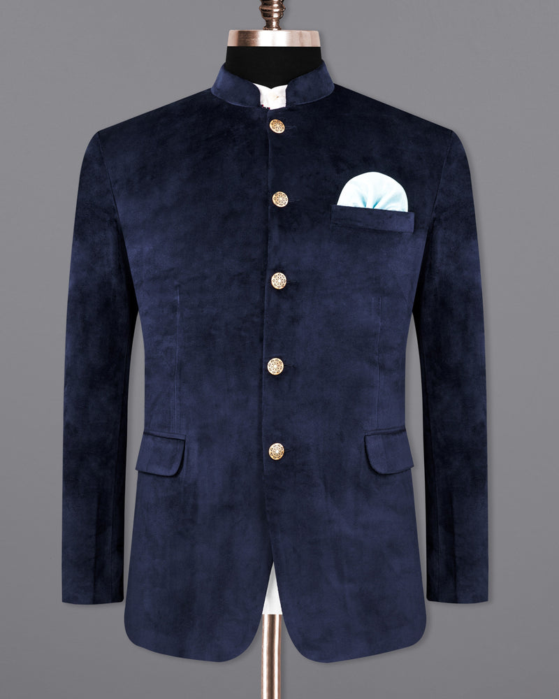 Firefly Blue Bandhgala Velvet Designer Suit ST2228-BG-36, ST2228-BG-38, ST2228-BG-40, ST2228-BG-42, ST2228-BG-44, ST2228-BG-46, ST2228-BG-48, ST2228-BG-50, ST2228-BG-52, ST2228-BG-54, ST2228-BG-56, ST2228-BG-58, ST2228-BG-60