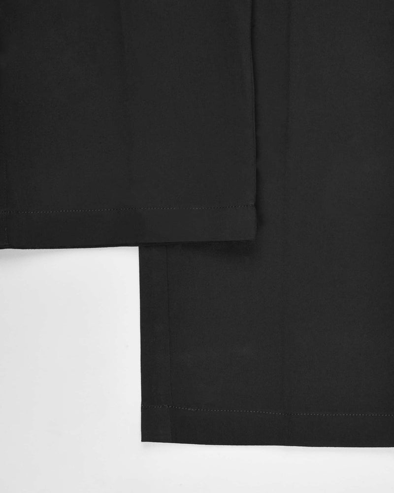 Jade Black Cross Buttoned Double Closure Bandhgala/Mandarin Suit