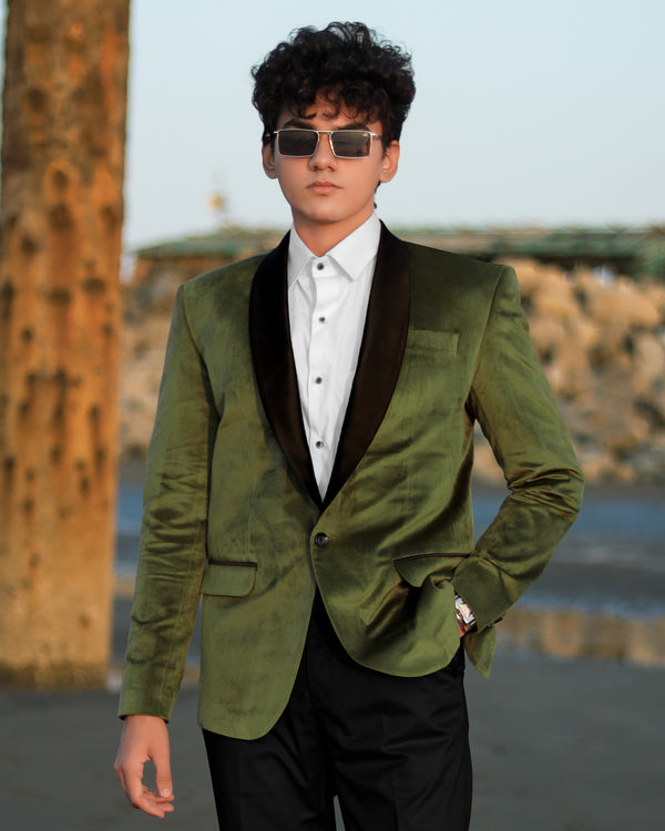 Waiouru Green Velvet Tuxedo Designer Suit