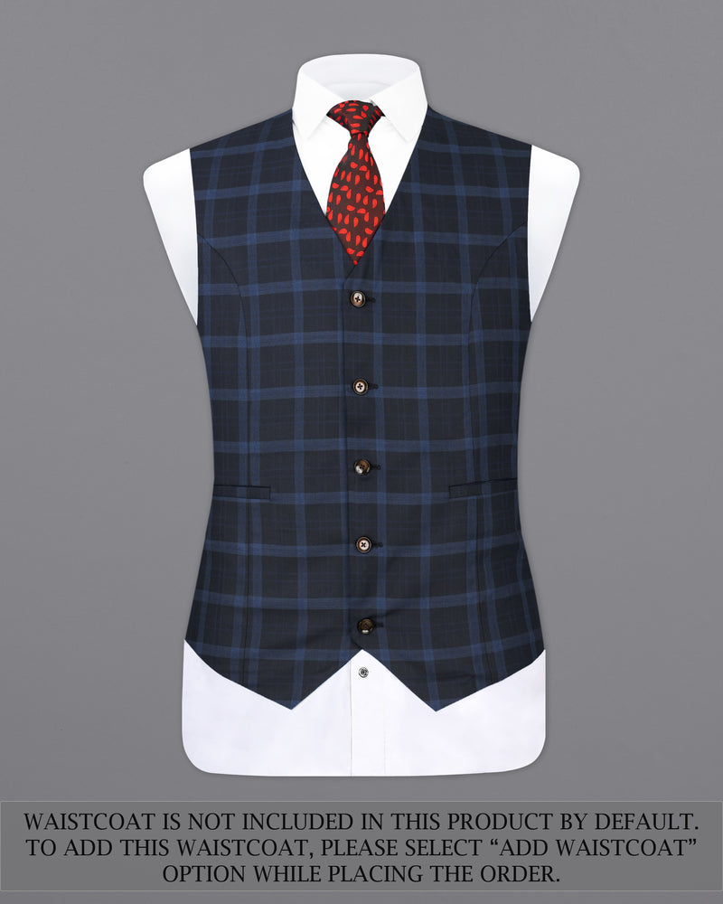 Baltic Sea Navy Blue Windowpane Double Breasted Suit