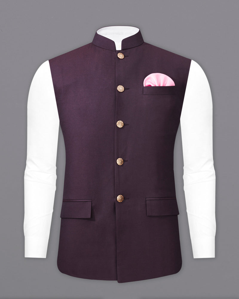 Eclipse Wine Cross Buttoned Bandhgala Suit