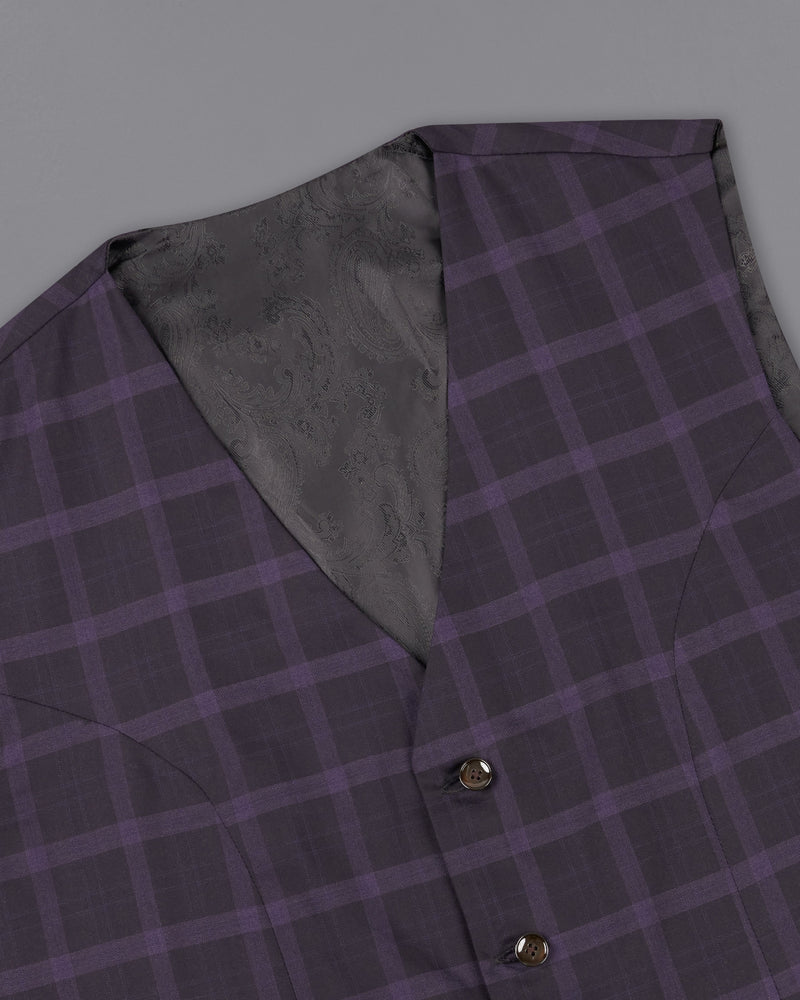 Melanzane Violet and Mortar Purple Plaid Double Breasted Suit