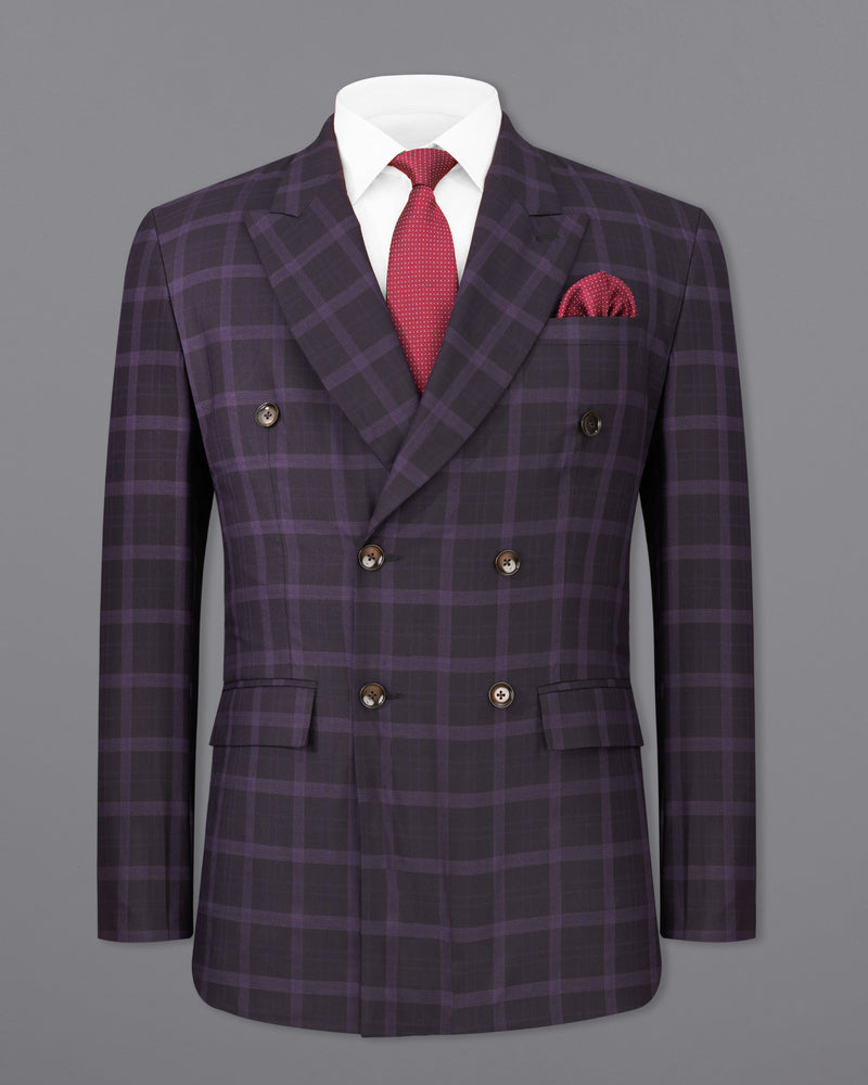Melanzane Violet and Mortar Purple Plaid Double Breasted Suit
