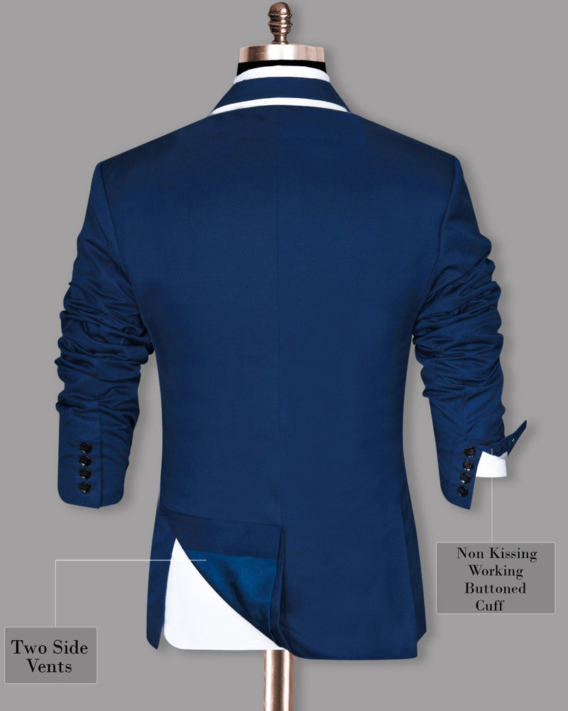 Space Blue with White Border Patterned Suit