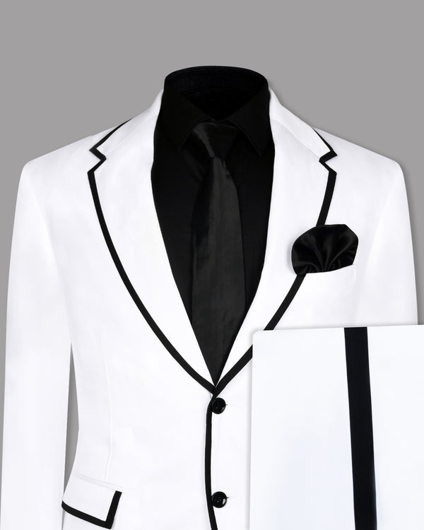 White with Black Border Patterned Cotton suit