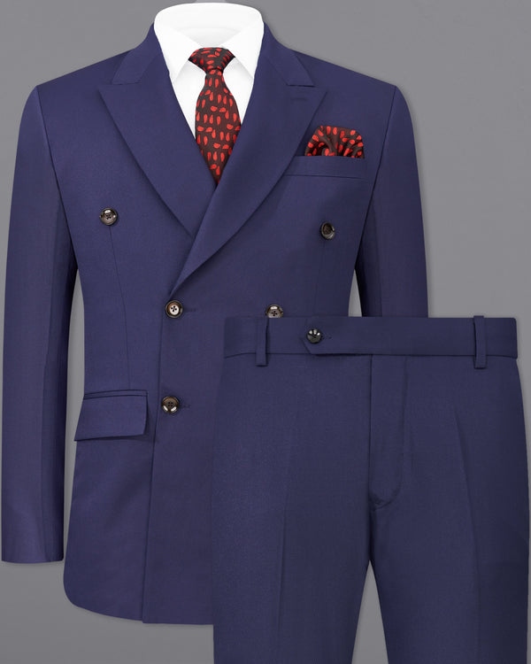 Ebony Clay Navy Blue Double Breasted Suit