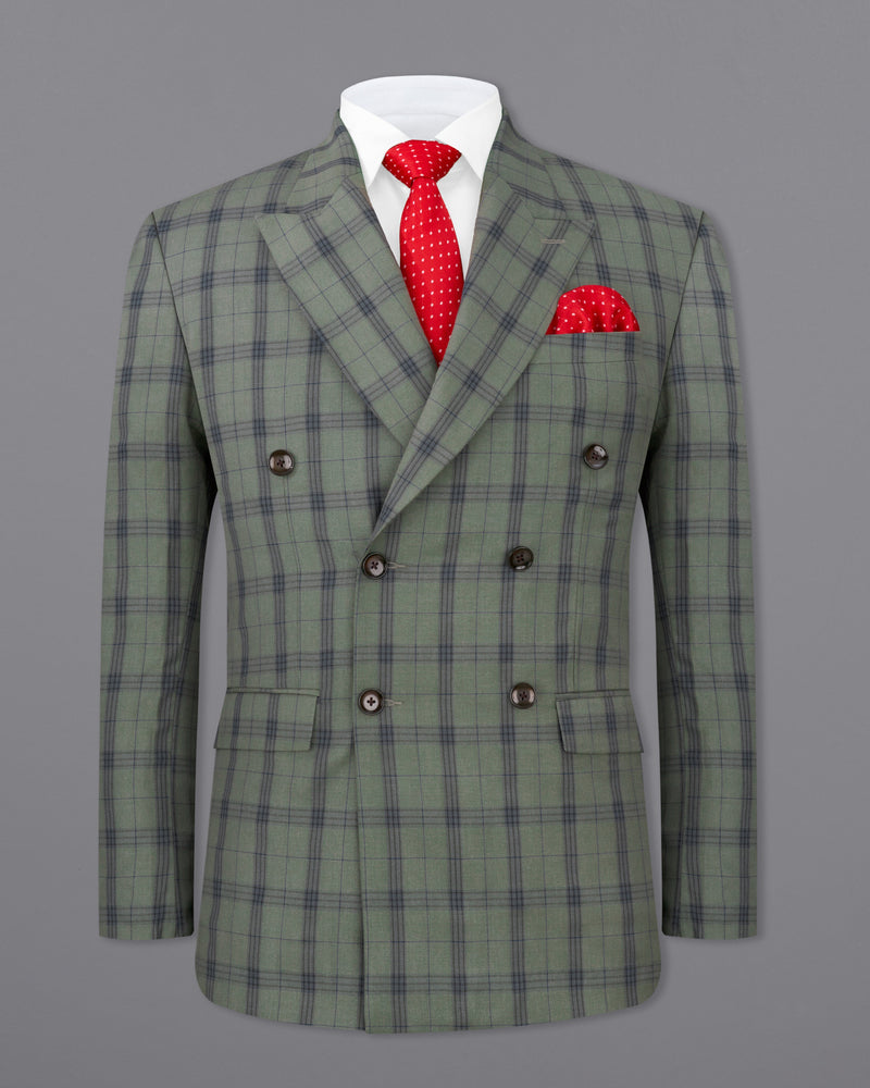 Limed Green and Martinique Blue Plaid Double Breasted Suit