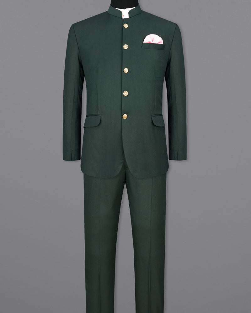Heavy Metal Green Bandhgala Suit