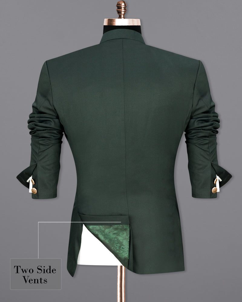 Heavy Metal Green Cross Buttoned Bandhgala Suit