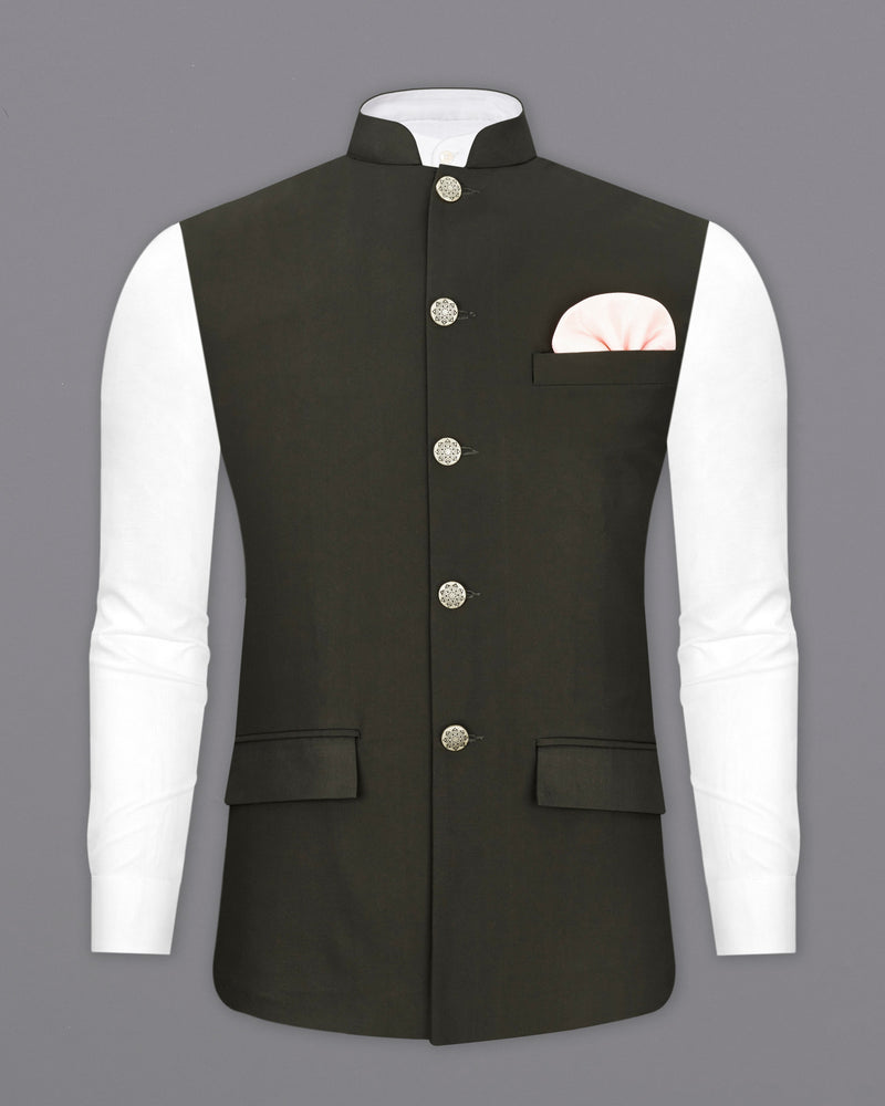 Bistre Green Cross Buttoned Bandhgala Suit ST2295-CBG-36, ST2295-CBG-38, ST2295-CBG-40, ST2295-CBG-42, ST2295-CBG-44, ST2295-CBG-46, ST2295-CBG-48, ST2295-CBG-50, ST2295-CBG-52, ST2295-CBG-54, ST2295-CBG-56, ST2295-CBG-58, ST2295-CBG-60