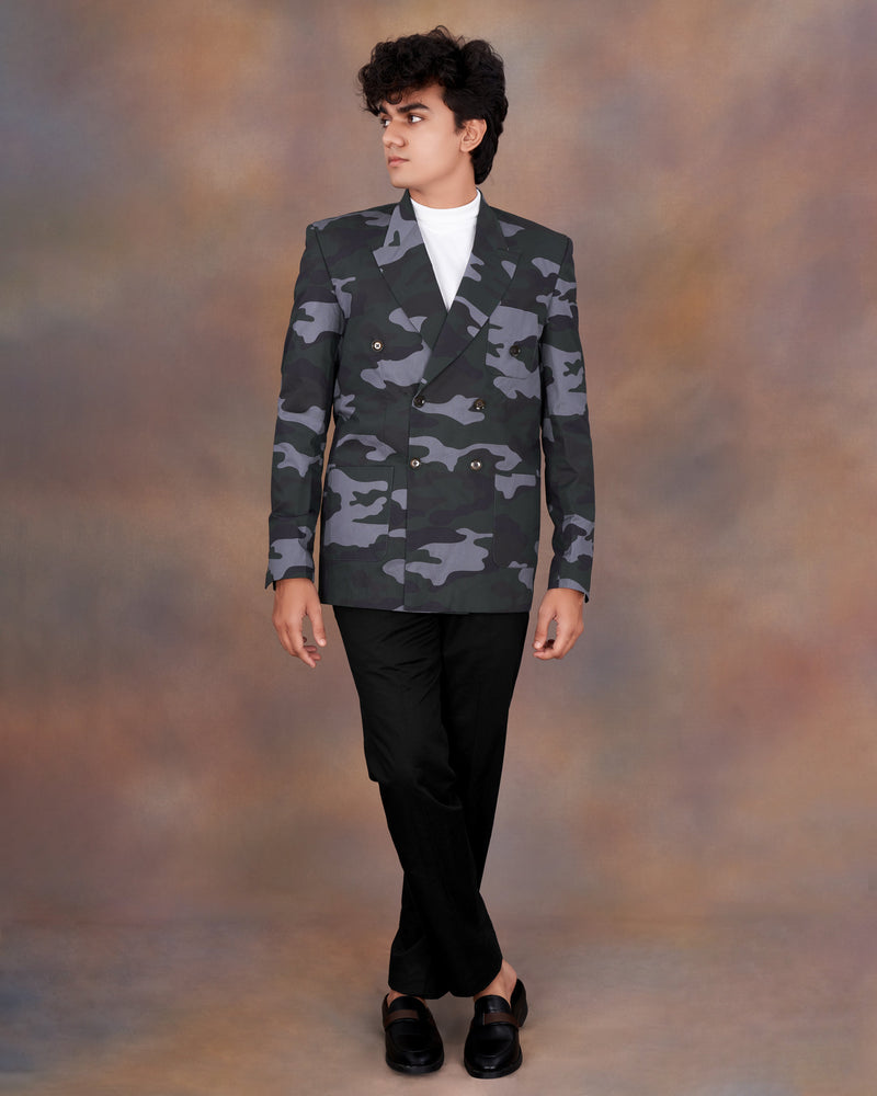 Baltic Green with Pale Gray Camouflage Premium Cotton Double Breasted Designer Sports Suit ST2300-DB-PP-36, ST2300-DB-PP-38, ST2300-DB-PP-40, ST2300-DB-PP-42, ST2300-DB-PP-44, ST2300-DB-PP-46, ST2300-DB-PP-48, ST2300-DB-PP-50, ST2300-DB-PP-52, ST2300-DB-PP-54, ST2300-DB-PP-56, ST2300-DB-PP-58, ST2300-DB-PP-60