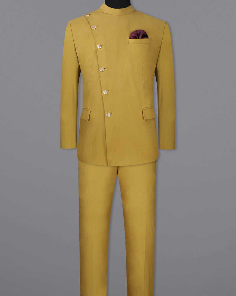 Sycamore Yellow Premium Cotton Cross Buttoned Bandhgala Suit ST2316-CBG2-36, ST2316-CBG2-38, ST2316-CBG2-40, ST2316-CBG2-42, ST2316-CBG2-44, ST2316-CBG2-46, ST2316-CBG2-48, ST2316-CBG2-50, ST2316-CBG2-52, ST2316-CBG2-54, ST2316-CBG2-56, ST2316-CBG2-58, ST2316-CBG2-60