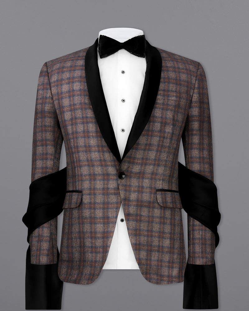 Hurricane Brown Plaid Tuxedo Designer Suit with Shawl ST2336-BKL-D241-36, ST2336-BKL-D241-38, ST2336-BKL-D241-40, ST2336-BKL-D241-42, ST2336-BKL-D241-44, ST2336-BKL-D241-46, ST2336-BKL-D241-48, ST2336-BKL-D241-50, ST2336-BKL-D241-52, ST2336-BKL-D241-54, ST2336-BKL-D241-56, ST2336-BKL-D241-58, ST2336-BKL-D241-60