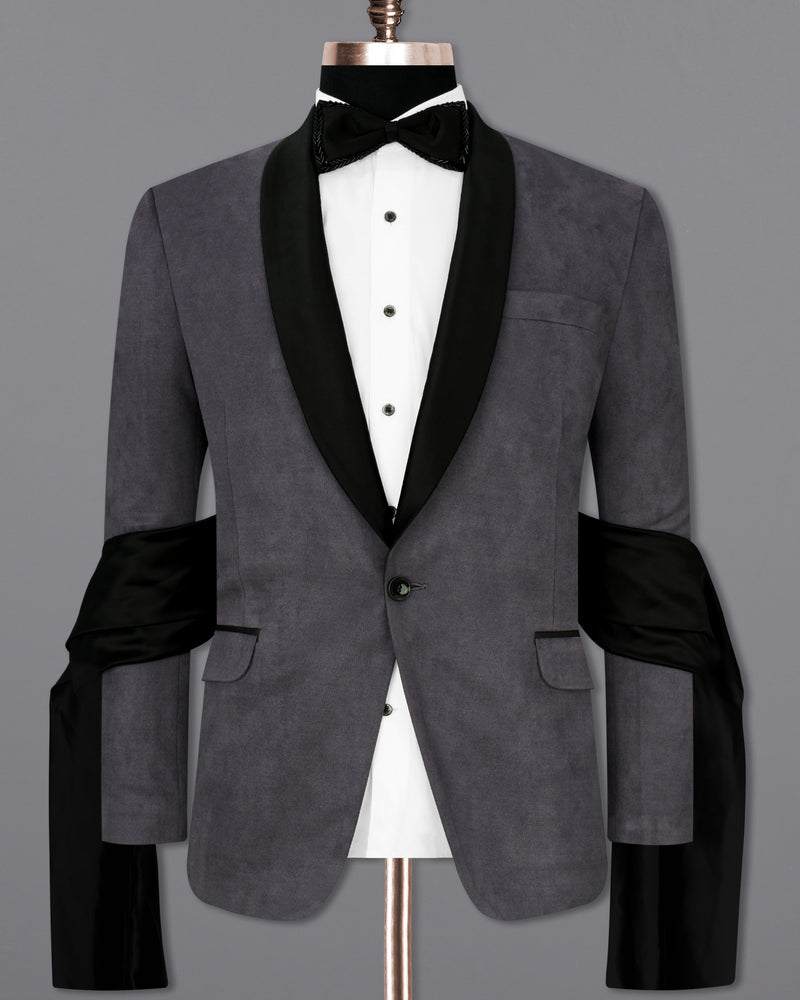 Iridium Gray Velvet Tuxedo Designer Suit with Shawl ST2341-BKL-D241-36, ST2341-BKL-D241-38, ST2341-BKL-D241-40, ST2341-BKL-D241-42, ST2341-BKL-D241-44, ST2341-BKL-D241-46, ST2341-BKL-D241-48, ST2341-BKL-D241-50, ST2341-BKL-D241-52, ST2341-BKL-D241-54, ST2341-BKL-D241-56, ST2341-BKL-D241-58, ST2341-BKL-D241-60