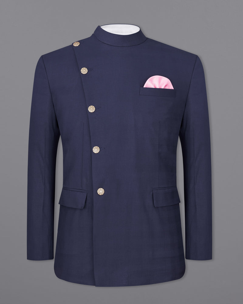 Tuna Navy Blue Cross Buttoned Bandhgala Suit ST2350-CBG2-36, ST2350-CBG2-38, ST2350-CBG2-40, ST2350-CBG2-42, ST2350-CBG2-44, ST2350-CBG2-46, ST2350-CBG2-48, ST2350-CBG2-50, ST2350-CBG2-52, ST2350-CBG2-54, ST2350-CBG2-56, ST2350-CBG2-58, ST2350-CBG2-60