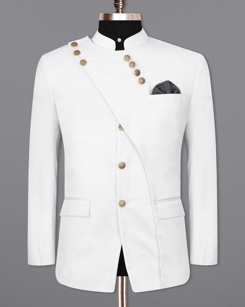 Bright White Bandhgala Designer Suit