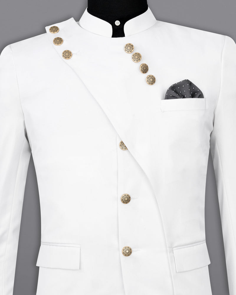 Bright White Bandhgala Designer Suit