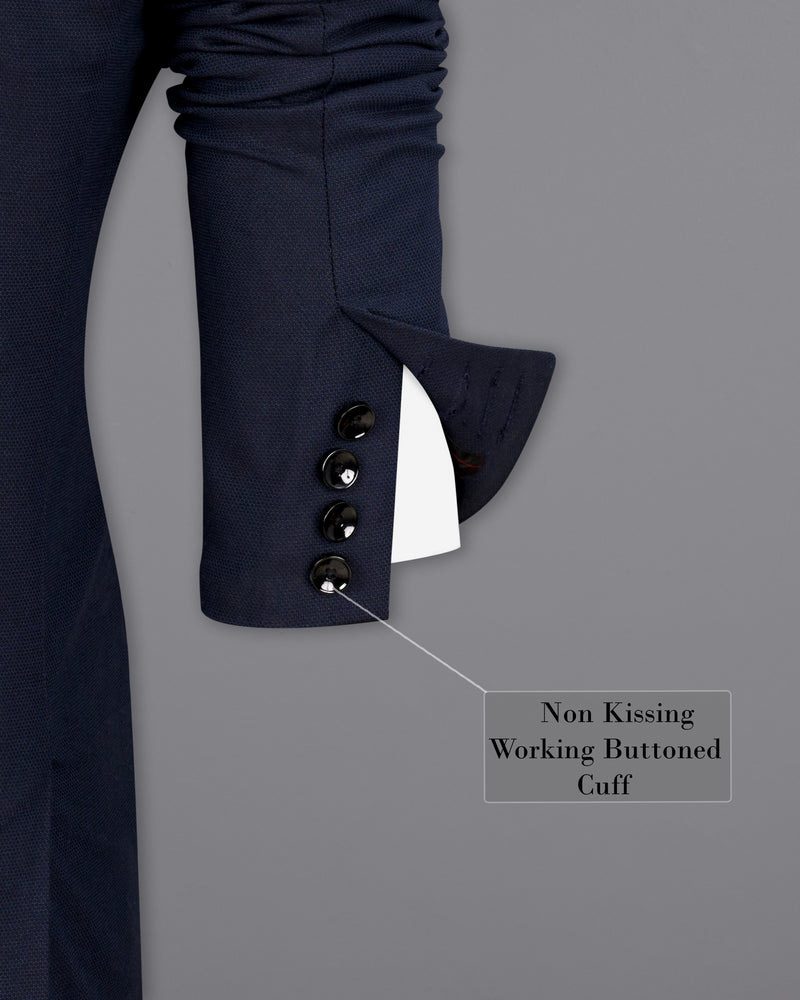 Thunder Navy Blue Premium Cotton Designer Suit with Functional Belt Fastening