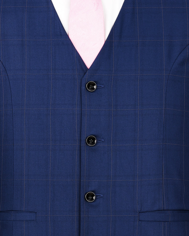Pickled Blue Windowpane and White Suit with Knot Closure