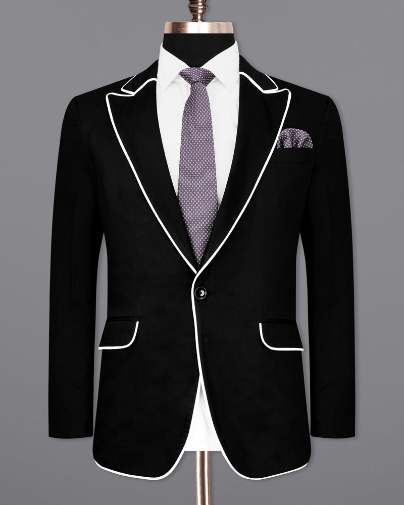Jade Black With White Piping Work Designer Suit