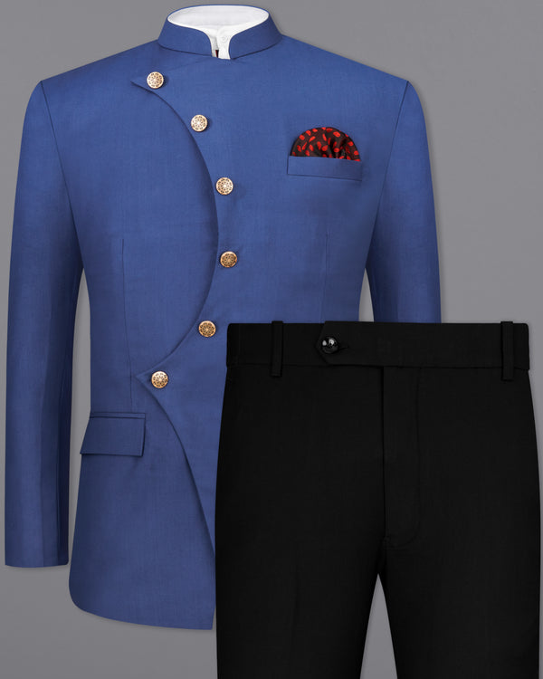River Bed Blue Bandhgala Designer Suit
