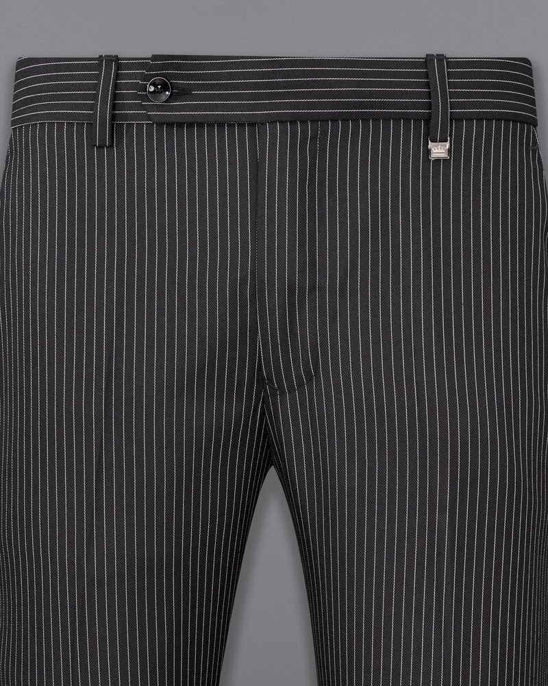 Zeus Black with White Striped Designer Breasted Suit