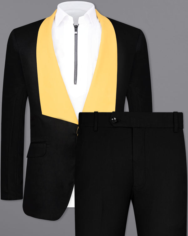 Jade Black With Yellow Lapel Designer Single-Breasted Designer Suit