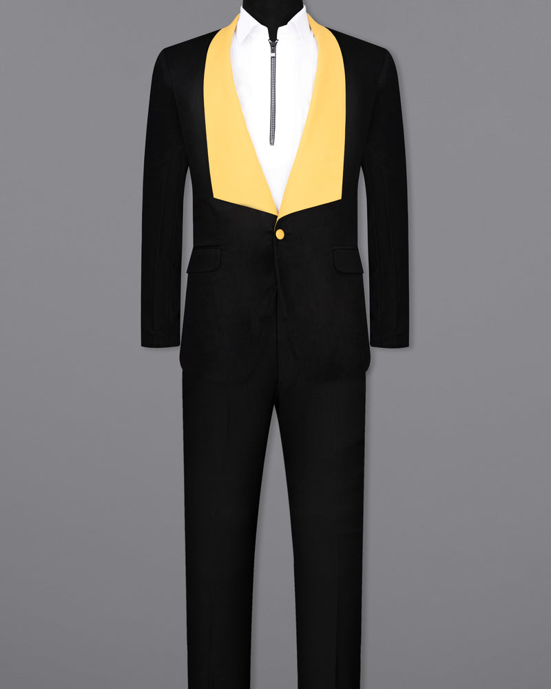 Jade Black With Yellow Lapel Designer Single-Breasted Designer Suit