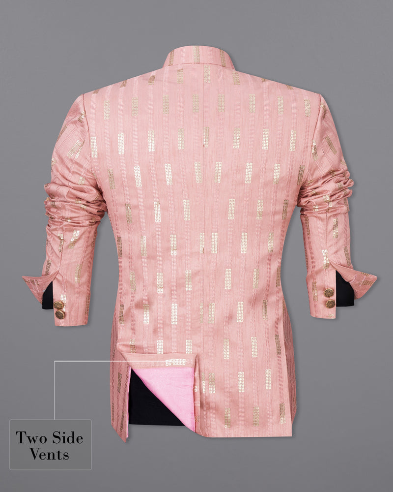 Blossom Pink Cotton Thread Embroidered Bandhgala Jodhpuri Suit