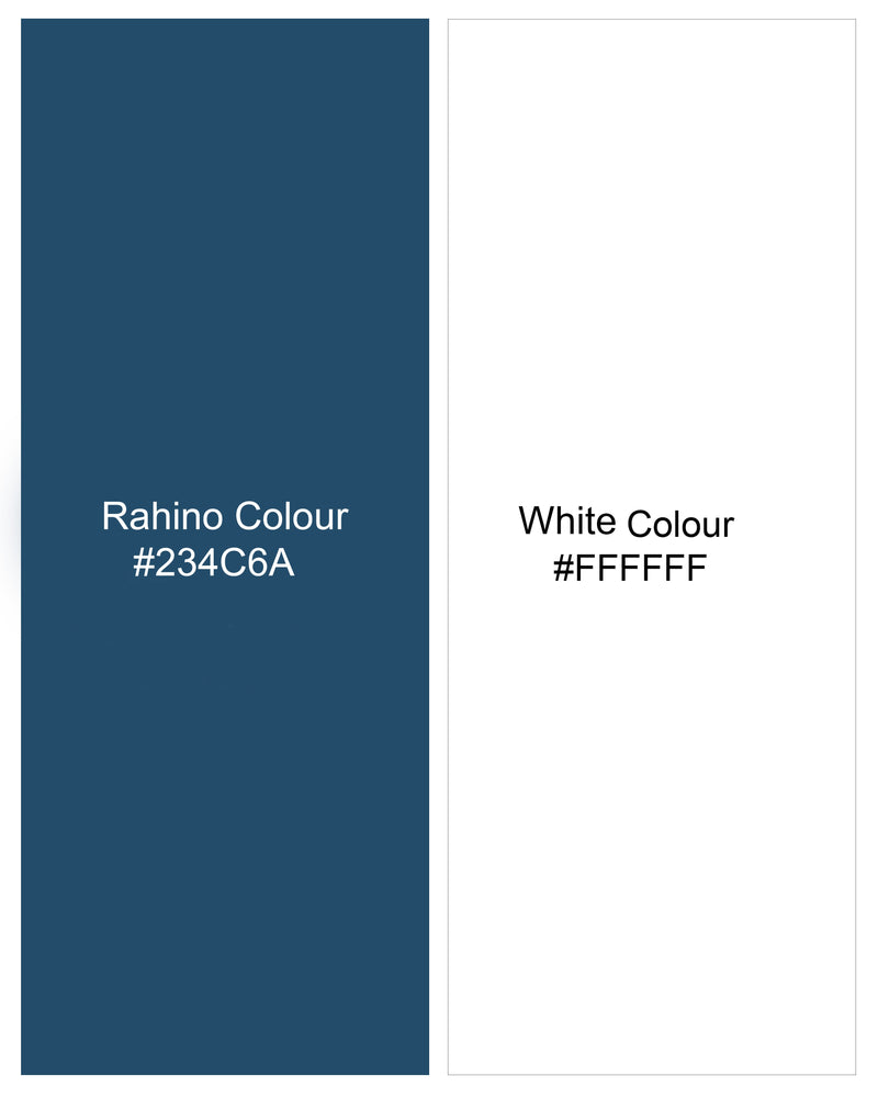 Rhino Blue with White Embroidered Bandhgala Jodhpuri Suit