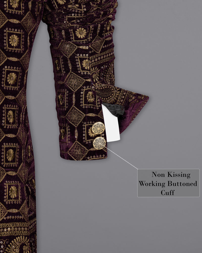 Ebony Marron with Mocha Brown Embroidered with Sequins Work Bandhgala Jodhpuri Suit
