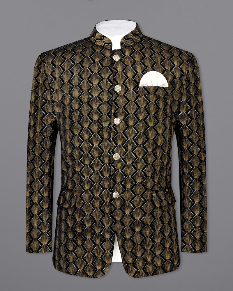 Driftwood Brown and Black Embroidered with Sequins Work Bandhgala Jodhpuri Suit