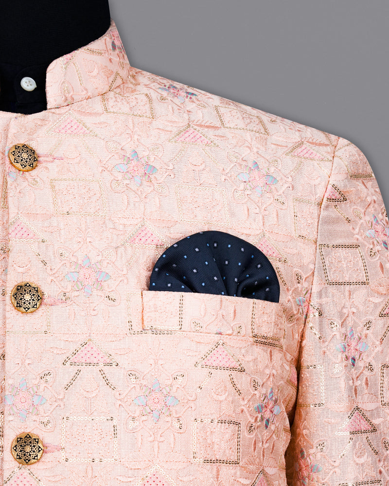 Mandys pink Cotton Thread Embroidered Bandhgala Jodhpuri Suit