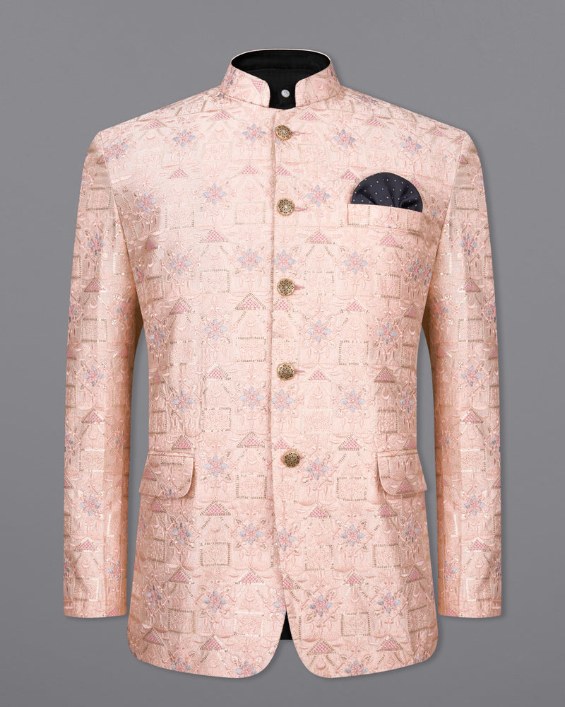 Mandys pink Cotton Thread Embroidered Bandhgala Jodhpuri Suit